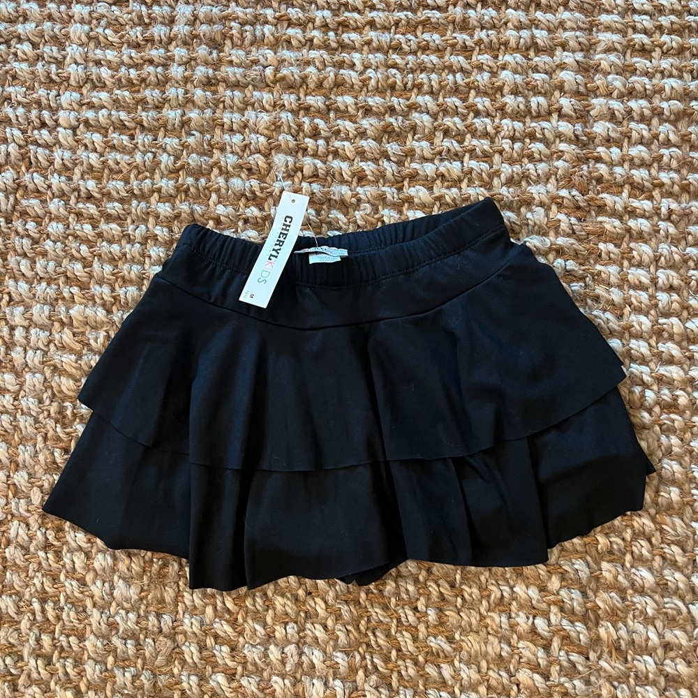 Boutique Cherylkids Girls Black Mini Skort Size Medium (10-12)